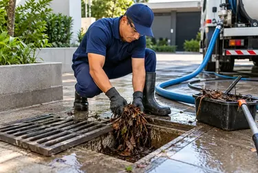 Equipamento de hidrojateamento em uso em uma tubulação em Passos.